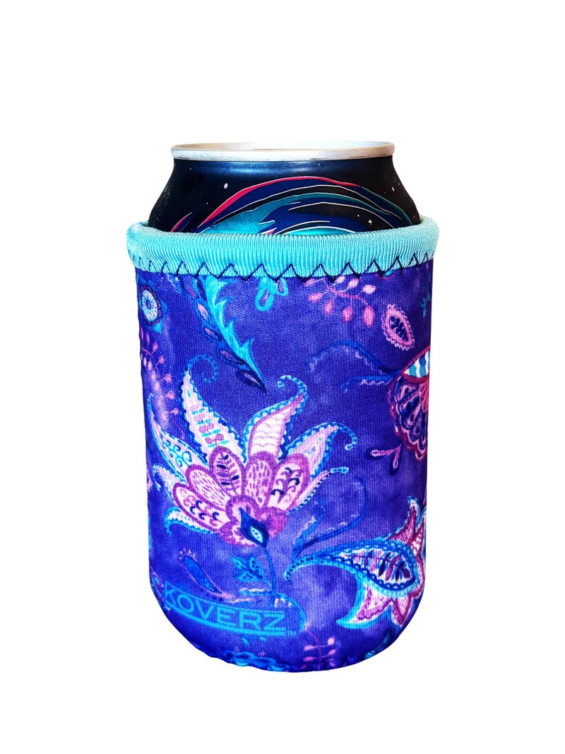 Koverz Can/Bottle Sleeve, Neoprene Insulated Bottle Sleeve, Fits 8-12 Oz. Can/Bottle, Washable and Reusable, Can/Bottle Accessories, Small Size, Violet Whimsy - Image 1